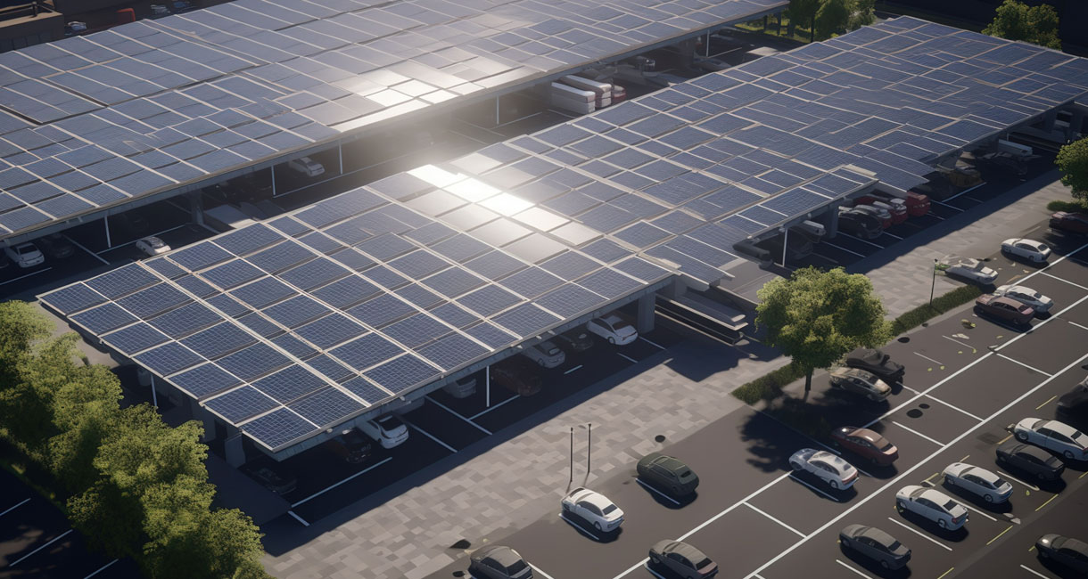 Sistema di montaggio per posto auto coperto solare