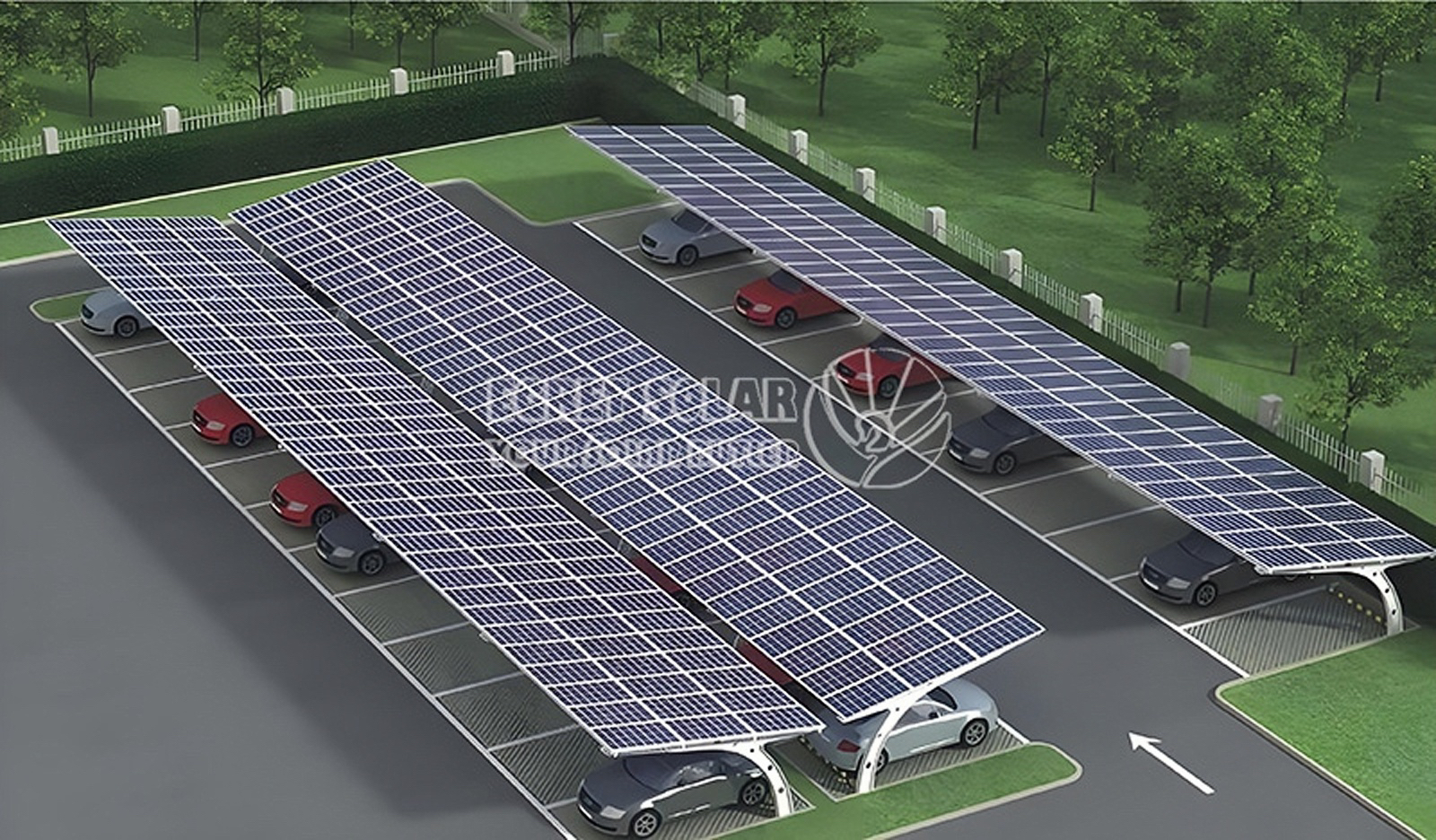 Tettoia per posto auto coperto solare in acciaio al carbonio: forza trainante per un futuro verde